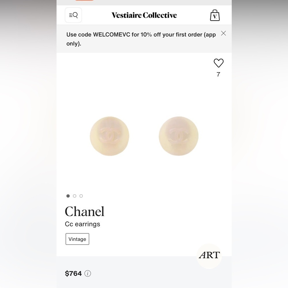 CHANEL White and Pink Iridescent CC Logo Clip Earrings - Picture 9 of 10
